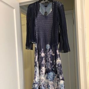 Komarov "Midnig Thistle" sleeveless dress + jacket